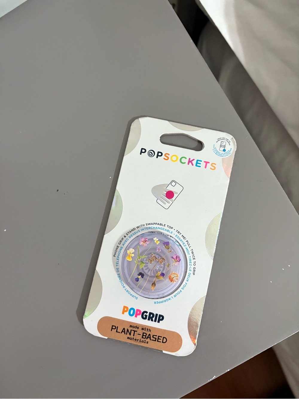 PopSockets PopGrip Clear Floral Phone Grip with Multicolor Flowers